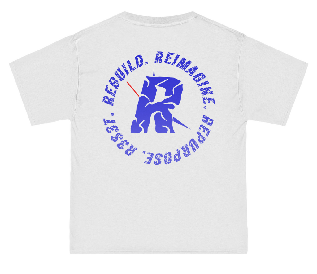 White/Royal Blue/Ombre/Cotton/Luxury T-Shirt - R3S3T Clothing